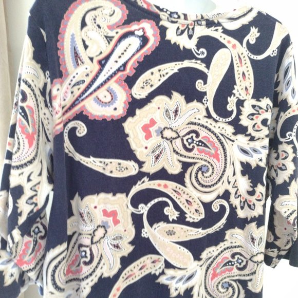 Croft and Barrow Soft 3/4 Sleeve 100% Cotton T Shirt with 4 Metallic Buttons - Picture 3 of 6